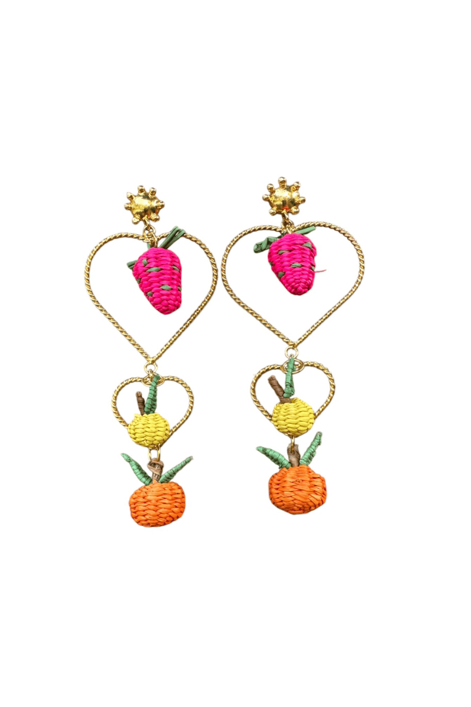 pendientes de palma de iraca con frutas